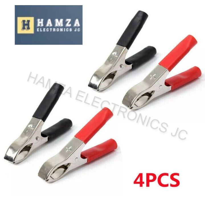 Heavy Duty Crocodile Clip, Alligator Clip Insulated Electrical Testing Circuit Large Clamps Red + Black