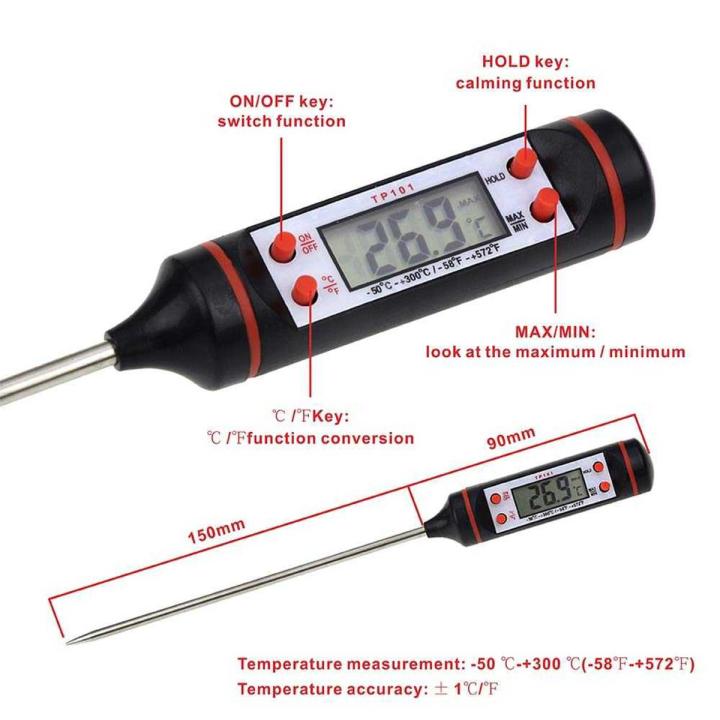 Digital liquid Thermometer - Heat Gauge Thermometer For Oven Baked Barbeque  BBQ And Fried Food Temperature