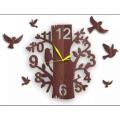 3d BirdsWooden Tree Wall Clock Tree Branches & Modern Bird Design Wooden Wall Clock. 