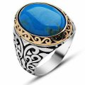 The Feroza Silver Ring: Oval Gemstone Brilliance, for husband, for boyfriend, for brother, for Father. 