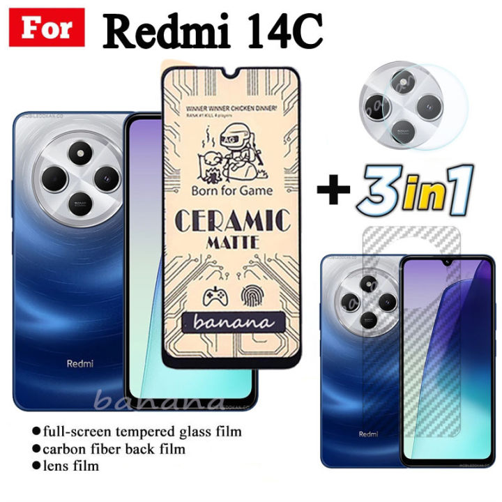 3 IN 1 Redmi 14C Ceramic Tempered Glass for Redmi 13C 12C 10C Redmi 13 12 4G 5G Camera Lens Glass Screen Protector and Back Film