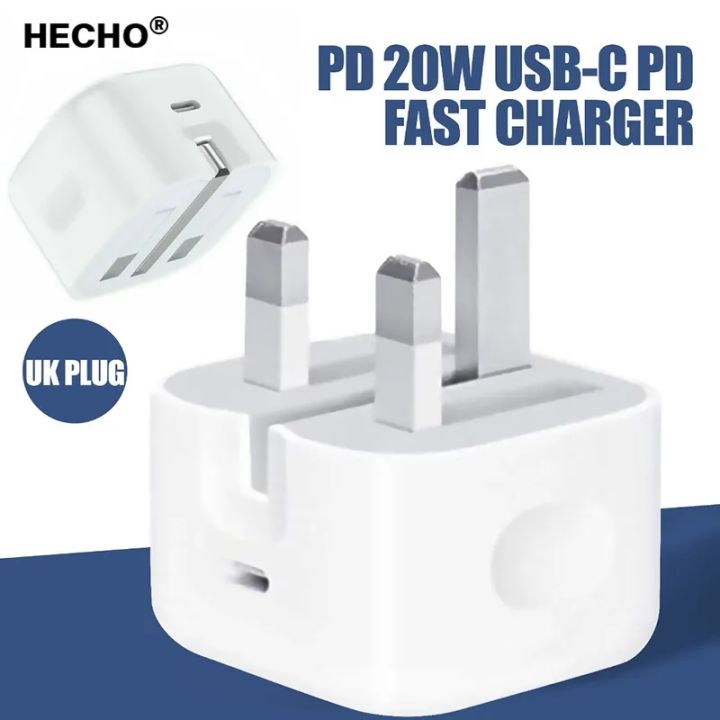 100% Original 20W PD Charger - 3PIN US Plug Fast iPhone Charger Only Adopter 20W Supported | Power Adapter for iPhone