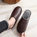 Black Hawk: Premium Quality Leather Autumn and Winter Household Slippers Home Indoor Thick Bottom Non-slip Waterproof Warm Home Slippers, House Slipper For Men and Women. 