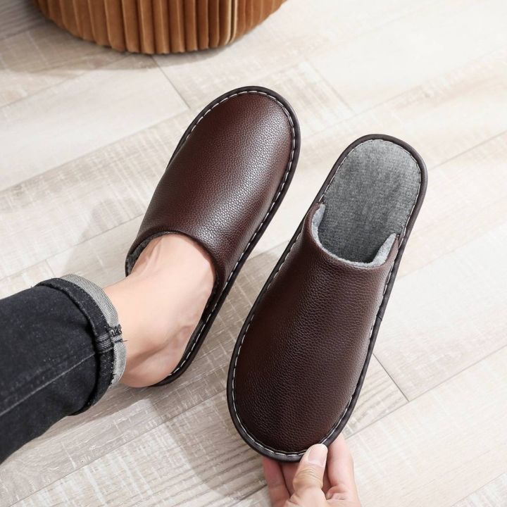 Tru%20Style:%20Leather%20Autumn%20and%20Winter%20Household%20Slippers%20Home%20Indoor%20Thick%20Bottom%20Non-slip%20Waterproof%20Warm%20Home%20Slippers%20suitable%20for%20most%20adults%20For%20Men%20and%20Women%20-%20Image%202
