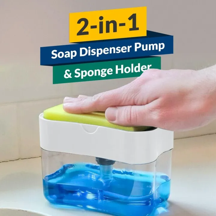 Liquid%20Soap%20Dispenser%20&%20Sponge%20Holder%20-%20Dish%20Soap%20Pump%20Sponge%202-in-1%20-%20Counter%20Top%20Sink%20Press%20Soap%20Box%20-%20Pump%20Soap%20Dispensing%20with%20Sponge%20Caddy%20385ml%20-%20Dish%20Washing%20Scrub%20Cleaning%20-%20Image%202
