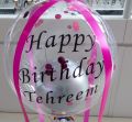 Bobo transparent 24 inches balloon, (personalized name)  with happy birthday, happy anniversary, happy mothers day, fathers day,  sticker. 