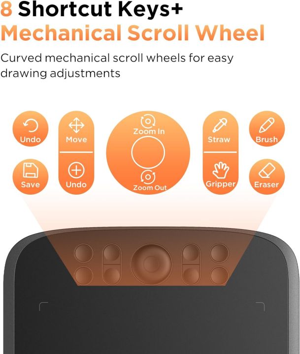 UGEE%20Upgrade%20M908%2010x6.25Drawing%20Tablet,Graphics%20Tablet%20with%208%20Hot%20Keys%20&%20Scroll%20Wheel,Battery%20Free%20Stylus%20of%2016K%20Levels%20Pressure%20Sensitivity%20Drawing%20Pad%20Compatible%20with%20Windows/Mac/Android%20Art%20Tablet%20-%20Image%207