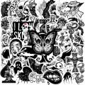 50/100pcs Black White Gothic Style Horror Sticker Waterproof Decal For DIY Laptop Skateboard Phone Car Sticker Patches for Kid. 