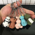 Cartoon Panda Geometric Key Chain Small Dinosaur Keychain Animal Key Ring Bag Pendant Gift Key Ring CuteThe Fox Toys. 