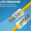 RJ45 Pass Through Connectors - Easy to Crimp Modular Plug for Solid or Stranded UTP Network Cable | Male Ethernet Connector End. 
