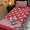 Single BedSheet 3D-Crystal Cotton Printed Bed Sheet Set -Multicolored. 
