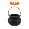 24 Pack Plastic Black Witch Candy Bowls Cauldrons,Pot with Handle ,for Halloween, Easter, St Patrick's Day Party Favors. 