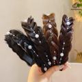 Korean Style Widen Fishbone Braid Headbands Pearl Wig Twist Handmade Retro Head Hoop Temperament Fairy Hair Accessories. 