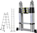 Heavy Duty 12.5FT / 14.5FT / 16.5FT / 18.5FT /  21.5FT / 26.5FT - A-Frame Telescopic Ladder Aluminium Portable Multi-Purpose Extension Ladder Telescoping Ladder, Extension Ladder for Household, INDOOR AND Outdoor Work. 