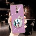 For OPPO F11 Back Cover + Bowknot Makeup Mirror Fashion Shiny Plating Square Bumper Bling Girls Phone Case Soft TPU Silicone Shockproof Back Cover. 