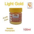 Glow Hill Light Gold Metallic Acrylic Paint , Non Toxic, Non Fading, Light Gold Metallic Paint for Art, Painting, Handcrafts, Ideal for Canvas Wood Clay Fabric Ceramic Craft Supplies. 