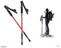 Pack Of 2 - Straight handle Trekkiing Poles Walking Sticks for Hikiing - Red. 