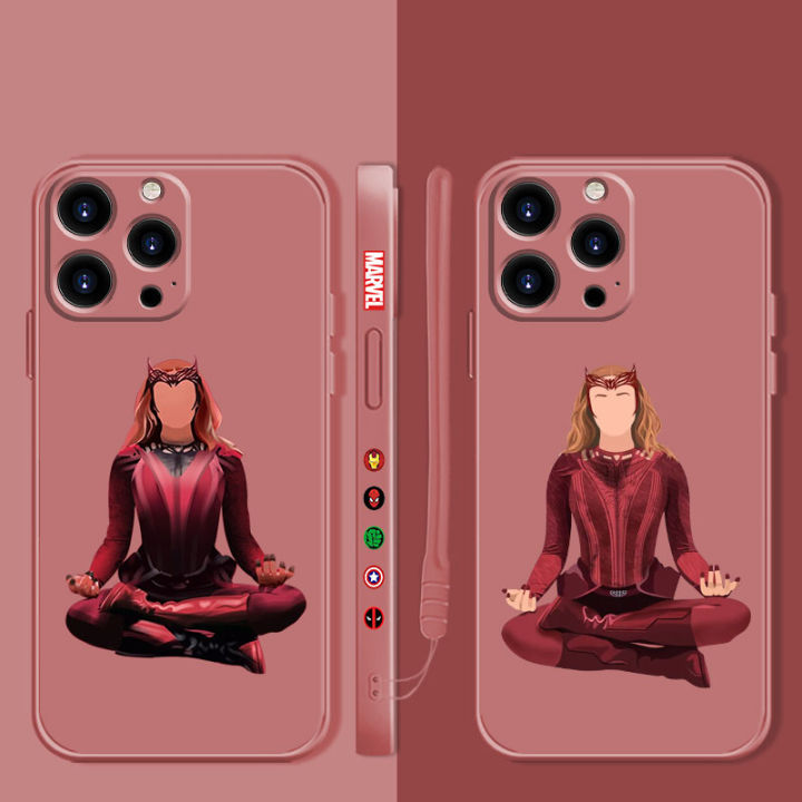 【Naughty Lui】Case for iPhone 14 13 11 12 Pro XS Max X XR 7 8 6 6S Plus Mini SE2 SE Liquid Silicone Phone Cases Scarlet Witch Wanda Maximoff
