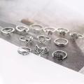12Pcs Antique Silver Rings Vintage Jewelry for Woman. 