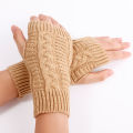 Warm Wool Knitting Half Finger Gloves for Women. 