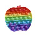 Apple shape Push Pop Bubble Fidget Spinner Pop It Silicone Toy - 5 inches - Rainbow. 