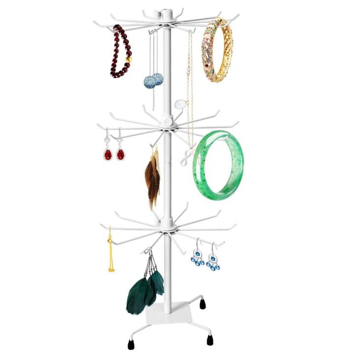 3 Tier Rotating Jewelry Holder, 30 Hooks Jewelry Stand Necklace Holder Jewelry-Tree Display Stand Organizer, Countertop Spinner Display Stand Rotating Jewelry Display Rack