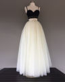 Off-White Poly Cotton Net Floor Length Long Skirt With Cancan Attached For Women. AE-6704. 