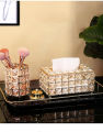 Enclave Golden Tissue Box luxury Crystal Stones Box For Vanity Dresser Table Home Decor (Gold). 