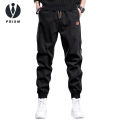 Men Cargo Pants Pockets Drawstring Elastic Waist Ankle-banded Expandable Button Leg Streetwear Loose Solid Color Joggers Outdoor Long Trousers. 