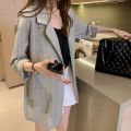 2023 Summer Large Size Women's Clothing Fat mm Graceful and Fashionable Mid-Length Long Loose Sun Protection Small Suit outside. 