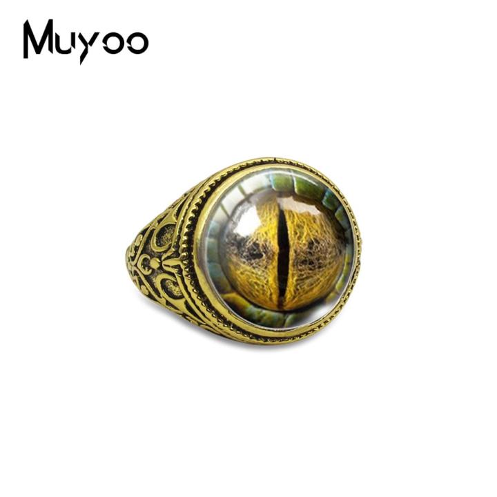 New Arrival Dragon Eye Cat Eyes Handmade Glass Dome Sauron Eye Jewelry Adjustable Vintage Rings