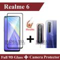 Realme 6 Full Black 9D|5D|6D|10D|11D|21D Tempered Glass Screen Protector Full Glue Edge To Edge + Back Camera 9H Gorilla Flexible Protector For Realme 6. 
