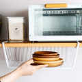 Under Shelf Basket Embedded Thicken Wrought Iron Table Cabinet Hanging Shelf for Bedroom. 