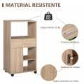 Microwave kitchen trolley storage sideboard with 4 wheels and brakes drawer open shelves 42x16x24 HxWxL inch Oak Customized. 