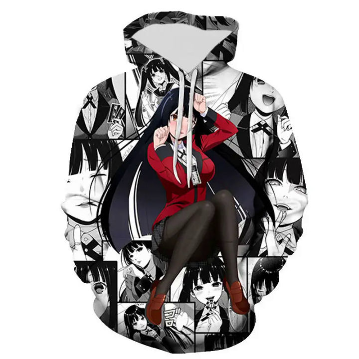New fashion boy girl kids Kakegurui long sleeve sweatshirts 3D printed hoodies pullover men women children streetwear jacket