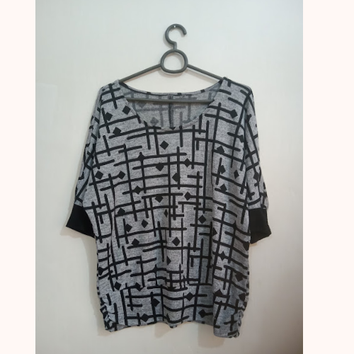 Grey and Black Bagi Style Dress For Women- Winter Dress