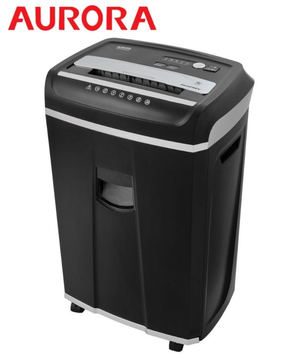 Aurora AS-1630CD Paper Shredder, 16-Sheet Crosscut Shredder (4x25mm) with 26.5ltr Bin, Shred CD/Card/Mail/Staple/Clip,  P-4 Security Level Document Shredder with 220mm throat width and LED Display, continuous operation time of 20 mins.