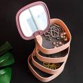 360° Rotating Jewelry Storage Box 4 Layers Portable Travel Jewellery Holder Jewellery Accessory Organizer Necklaces Bracelets Rings Earrings Holder with Mirror For Girl Women. 