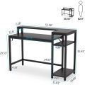 51" Black Computer Desk with Storage Shelves for Home Office. 