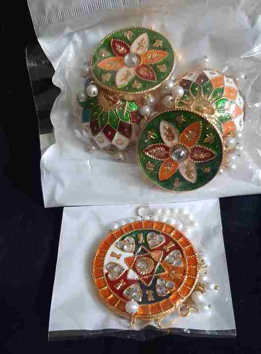 Bhawalpuri Meenakari Big Jhumka Earrings with Maang Teeka