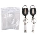 2 Pcs Badge Tether with Clips Retractable Badge Reel Carabiner Reel Clip Card Holders for ID Card Key Badge Holder. 