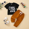 Baby Boys Summer Clothes Letter Print Short Sleeve T-shirt Tops with Stretch Casual Drawstring Pants Set. 