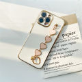 LECOMES for OPPO A83 Back Cover with Pink Love Heart Bracelet Wristband Luxury 6D Plating Shiny Bling Case Square Edge Soft Silicone Mobile Phone Cases Pouch. 