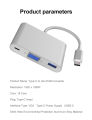 USB 3.1 3-in-1 Combo Adapter Type C to VGA 1920x1200 60Hz USB 3.0 A/C TV. 