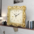 Hitco Square Antique Wall Clock - Unique Design Wall Clocks - Wall Clocks for Bedroom / Living Room / Decor - Square Clock Wall Stylish - Decorating Item - Golden Clock. 