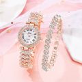 LooKeo Mall 2pcs Set Luxury Fashion Ladies Quartz Watch Wristwatch Elegant Bracelet Watches For Women. 