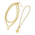 Lady Neck Jewelry Golden Luster Thick Hollow Chain Lock Pendant Necklace Exaggerated Hip Hop Style Club Jewelry for Women Necklace Set. 