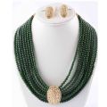 Green Jewelry Set with Center Golden Stone For Women - Green. 