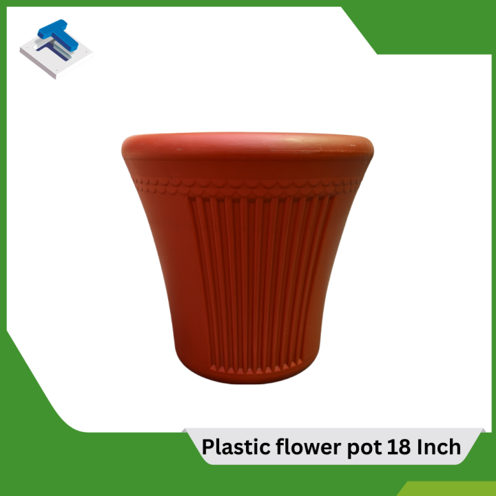 Plastic Flower Pot | Premium Quality HDPE Plastic |18 Inch Gamla | for Balcony, Office, Terrace, Lawn, Garden & Home Decor | Brown Color | Without Plant |