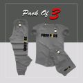 Free Fire Printed 3 in 1 Tracksuit For Men & Boys - Soft & Comfortable Fabric (T Shirt+Trouser+short) Tracksuit. 